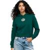 Pro Standard Womens NFL Classic Chenille Brushed Back French Terry Cropped Pullover Hoodie(Forest Green)