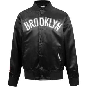 Classic NBA Brooklyn Nets Big Boys Satin Jacket in Black by Pro Standard(Black)