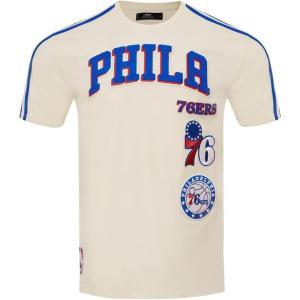 Mens NBA Retro Classics Cotton Taping Tee(Eggshell/Royal Blue)