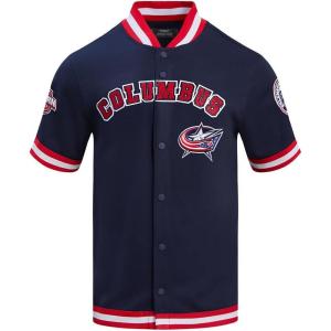 Mens NHL Classic Chenille Button Down(Midnight Navy/Red)