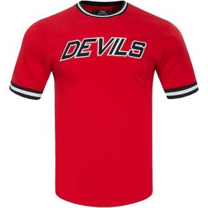 Mens NHL Classic Chenille Short Sleeve Top(Red/Black)