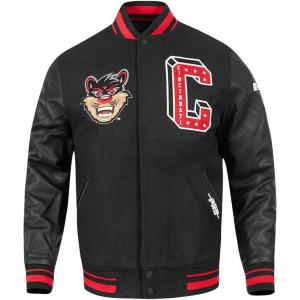 Pro Standard Mens College Classic Chenille Varsity Jacket(Black/Red/Black)