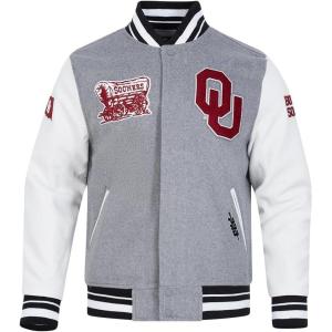 Pro Standard Mens College Classic Chenille Varsity Jacket(Heather Grey/White/Black)