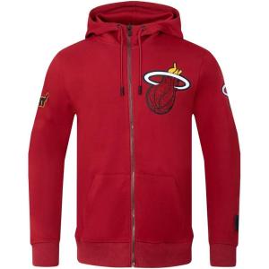Pro Standard Mens NBA Classic Chenille Cotton Double Knit Full Zip Hoodie(Cardinal Red)