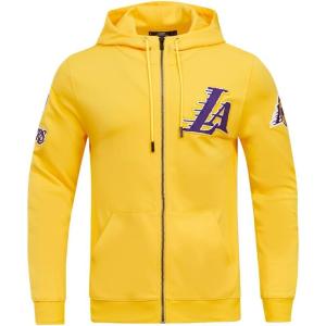 Pro Standard Mens NBA Classic Chenille Cotton Double Knit Full Zip Hoodie(Yellow)