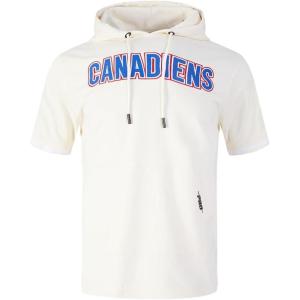 Pro Standard Mens NHL Classic Chenille Double Knit Short Sleeve Hoodie(Eggshell)