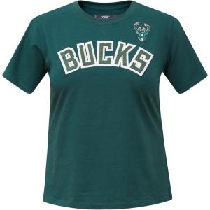 Pro Standard NBA Womens Womens NBA Classic Chenille Cotton Short Sleeve Slim Tee(Forest Green)