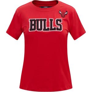 Pro Standard NBA Womens Womens NBA Classic Chenille Cotton Short Sleeve Slim Tee(Red)
