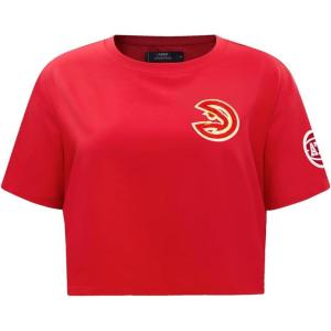 Pro Standard NBA Womens Womens NBA Classic Chenille Cotton Single Jersey Short Sleeve Boxy Tee(Red)