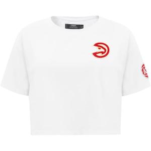 Pro Standard NBA Womens Womens NBA Classic Chenille Cotton Single Jersey Short Sleeve Boxy Tee(White)