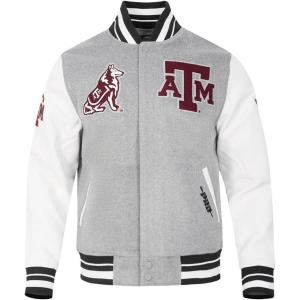 Pro Standard NCAA mens Pro Standard Mens College Classic Chenille Wool Varsity Jacket(Heather Grey/White/Black)
