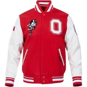 Pro Standard NCAA mens Pro Standard Mens College Classic Chenille Wool Varsity Jacket(Red/White)