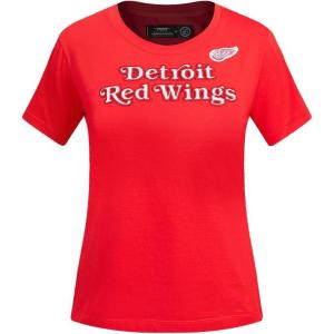 Pro Standard NHL Womens Pro Standard Womens NHL Classic Chenille Short Sleeve Slim Tee(Red)