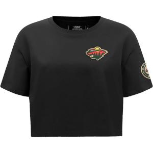 Pro Standard NHL Womens Womens NHL Classic Chenille Cotton Single Jersey Short Sleeve Boxy Tee(Black)