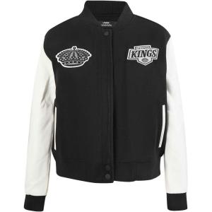 Pro Standard NHL womens Pro Standard Womens Nhl Classic Chenille Wool Varsity Jacket(Black/White)