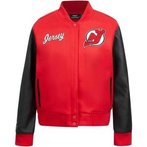 Pro Standard NHL womens Pro Standard Womens Nhl Classic Chenille Wool Varsity Jacket(Red/Black)