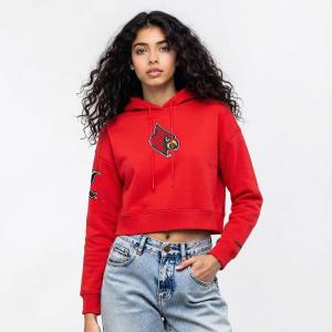 Pro Standard Women’s College Classic Chenille Cropped Pullover Hoodie(Red)