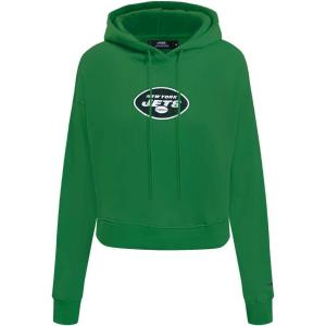 Pro Standard Womens NFL Classic Chenille Brushed Back French Terry Cropped Pullover Hoodie(Kelly Green)