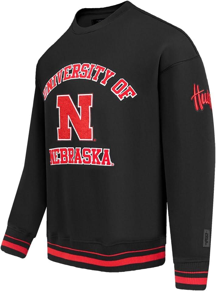 image:imagePro Standard Mens College Classic Chenille Brushed Back French Terry Crewneck SweatshirtBlackRedBlack