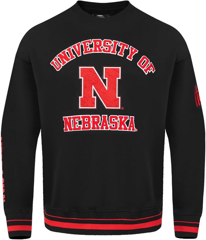 image:imagePro Standard Mens College Classic Chenille Brushed Back French Terry Crewneck SweatshirtBlackRedBlack