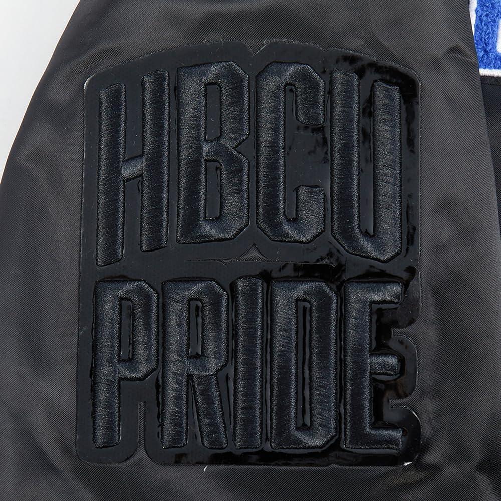 image:imagePro Standard Mens College Classic Chenille Satin JacketBlackRoyal BlueBlack
