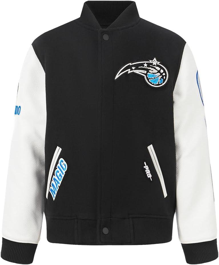 image:imagePro Standard NBA boys Pro Standard Big Boys Nba Classic Chenille Wool Varsity JacketBlackWhite