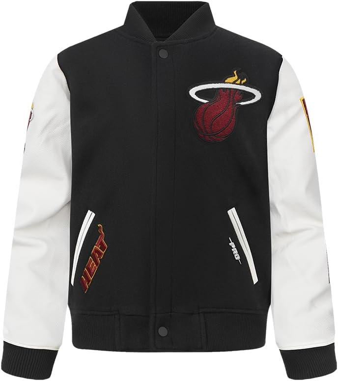 image:imagePro Standard NBA boys Pro Standard Big Boys Nba Classic Chenille Wool Varsity JacketBlackWhite
