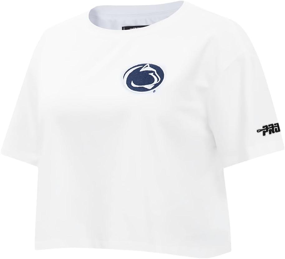 image:imagePro Standard NCAA Womens Womens College Classic Chenille Cotton Short Sleeve Boxy TeeWhite