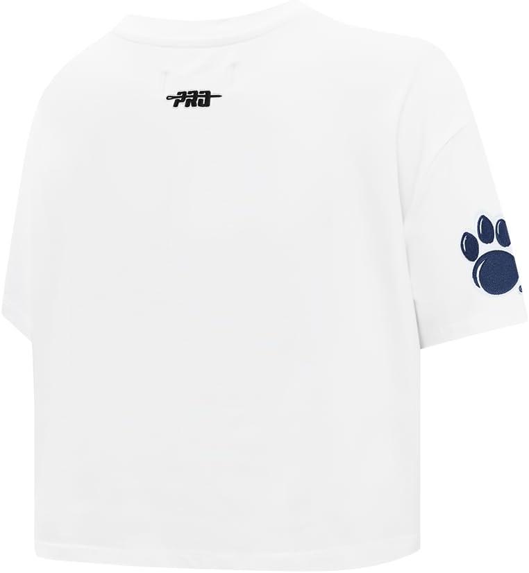 image:imagePro Standard NCAA Womens Womens College Classic Chenille Cotton Short Sleeve Boxy TeeWhite
