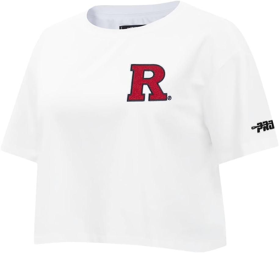 image:imagePro Standard NCAA Womens Womens College Classic Chenille Cotton Short Sleeve Boxy TeeWhite