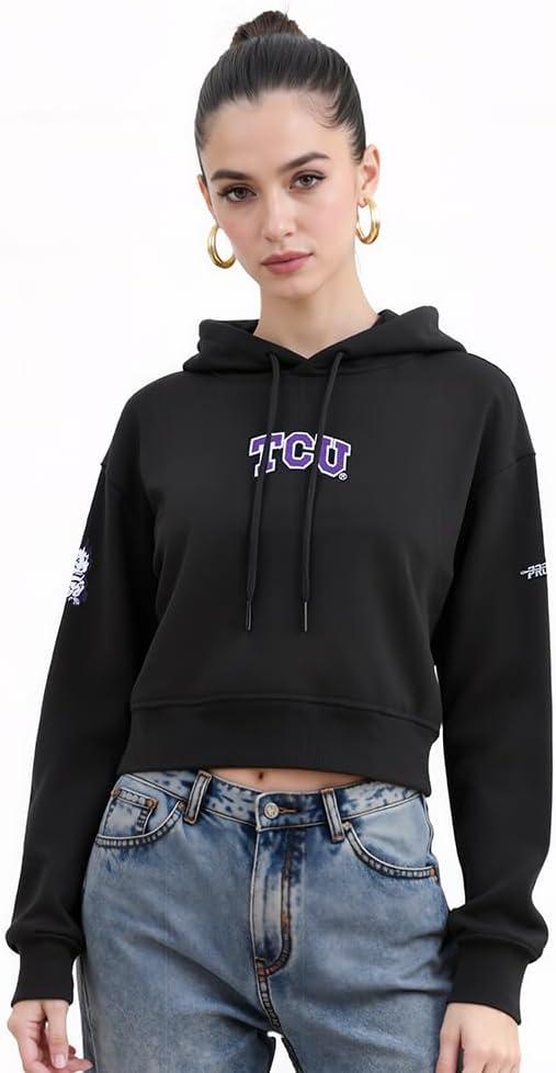 image:imagePro Standard NCAA womens Womens College Classic Chenille Brushed Back French Terry Cropped Pullover HoodieBlack