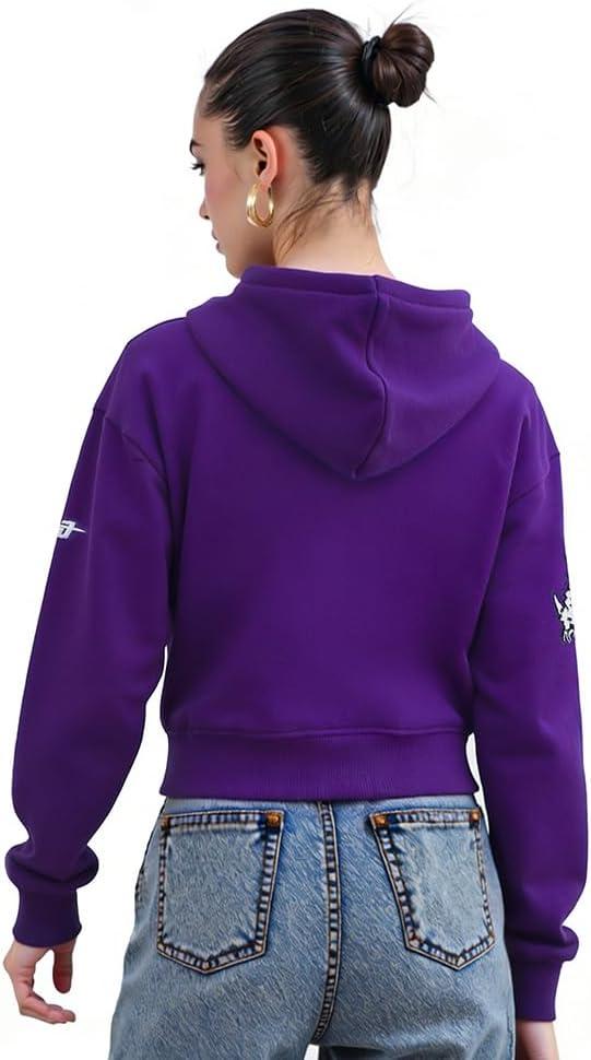 image:imagePro Standard NCAA womens Womens College Classic Chenille Brushed Back French Terry Cropped Pullover HoodiePurple