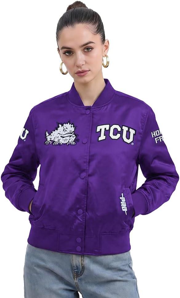 image:imagePro Standard NCAA womens Womens College Classic Chenille Satin JacketPurple