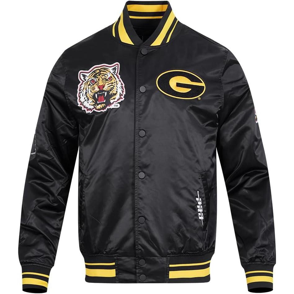 image:imagePro Standard Mens College Classic Chenille Satin JacketBlackYellow