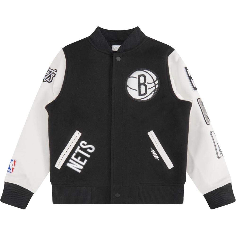 image:imagePro Standard NBA boys Pro Standard Big Boys Nba Classic Chenille Wool Varsity JacketBlackWhite