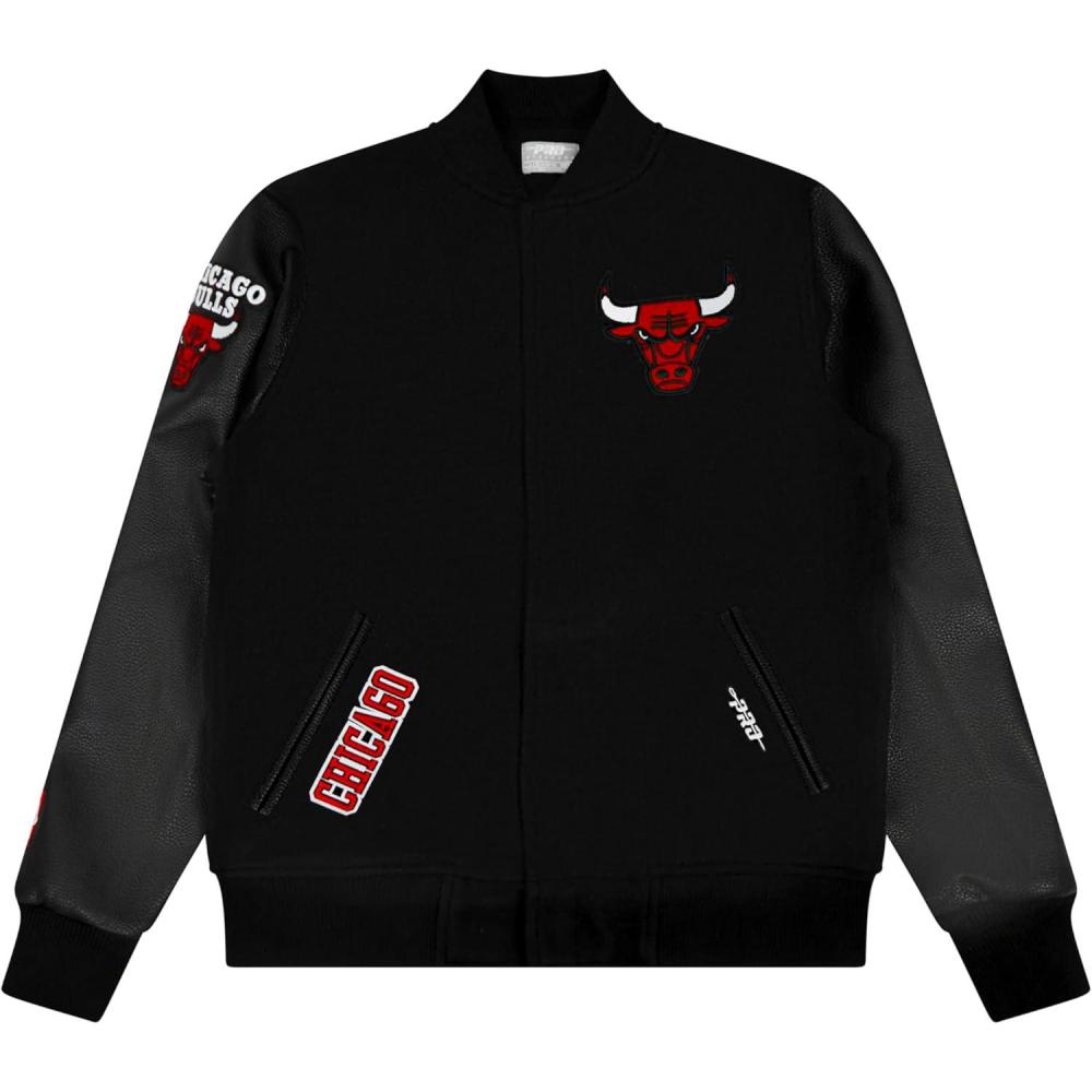 image:imagePro Standard NBA boys Pro Standard Big Boys Nba Classic Chenille Wool Varsity JacketJet Black