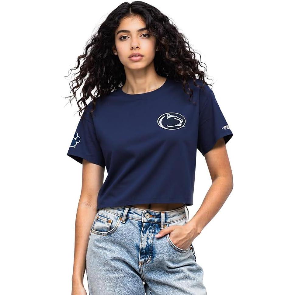 image:imagePro Standard NCAA Womens Womens College Classic Chenille Cotton Short Sleeve Boxy TeeMidnight Navy