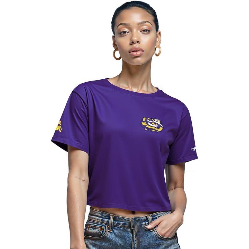 image:imagePro Standard NCAA Womens Womens College Classic Chenille Cotton Short Sleeve Boxy TeePurple