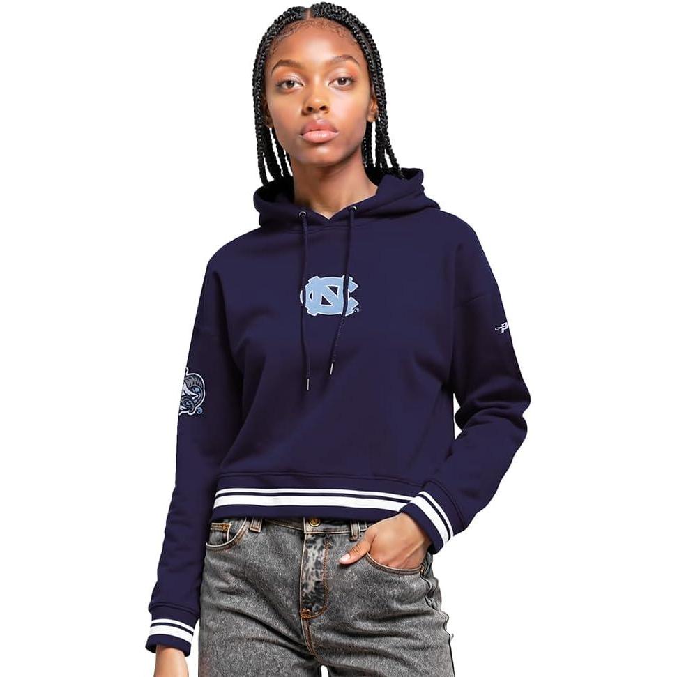 image:imagePro Standard NCAA womens Womens College Classic Chenille Brushed Back French Terry Cropped Pullover HoodieMidnight Navy