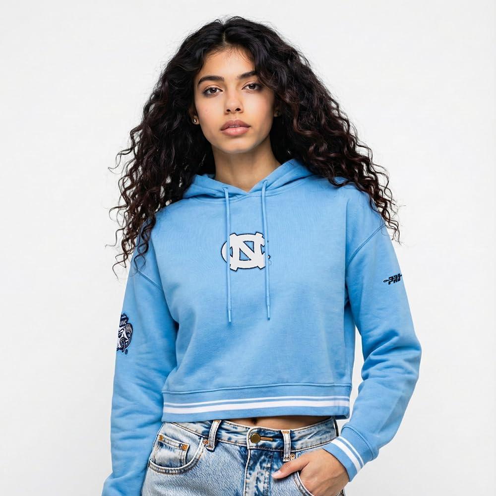 image:imagePro Standard NCAA womens Womens College Classic Chenille Brushed Back French Terry Cropped Pullover HoodieUniversity Blue