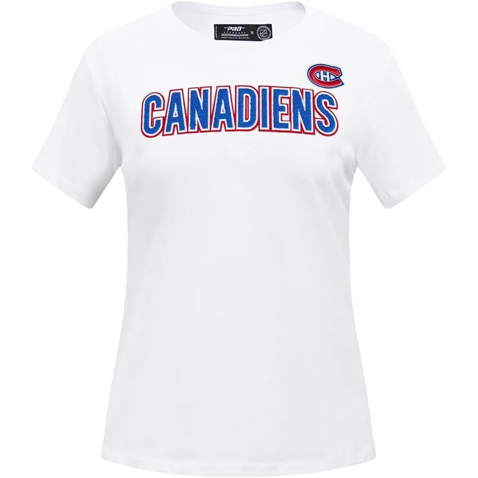 image:imagePro Standard NHL Womens Pro Standard Womens NHL Classic Chenille Cotton Short Sleeve Slim Fit TeeWhite