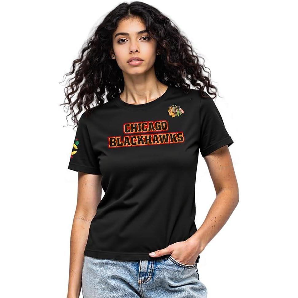 image:imagePro Standard NHL Womens Womens NHL Classic Chenille Short Sleeve Slim Fit TeeBlack