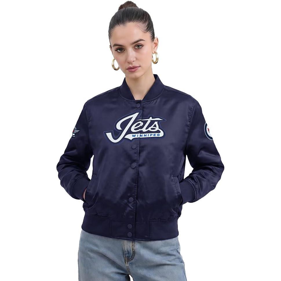 image:imagePro Standard Womens NHL Classic Chenille Satin Satin JacketMidnight Navy