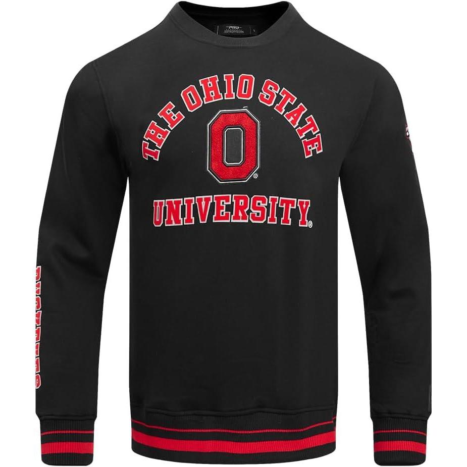 image:imagePro Standard mens Pro Standard Mens Classic Chenille Brushed Back French Terry Crewneck SweatshirtBlackRedBlack