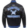 Pro Standard Mens College Classic Chenille Satin Jacket(Black/Royal Blue/Black)
