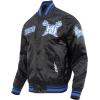Pro Standard Mens College Classic Chenille Satin Jacket(Black/Royal Blue/Black)