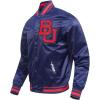 Pro Standard Mens College Classic Chenille Satin Jacket(Midnight Navy/Red/Midnight Navy)