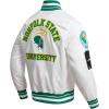 Pro Standard Mens College Classic Chenille Satin Jacket(White/Green)