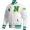 Pro Standard Mens College Classic Chenille Satin Jacket(White/Green)