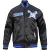 Pro Standard Mens College Classic Chenille Satin Jacket(Black/Royal Blue/Black)